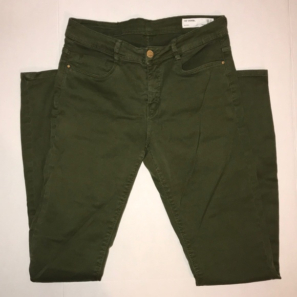 Zara trf denim olive green skinny jeans for women